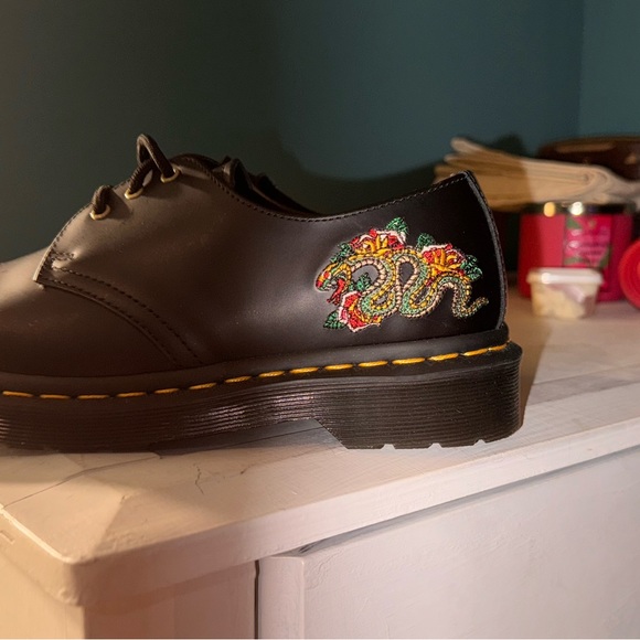 Dr. MARTENS 1461 SMOOTH LEATHER SNAKE EMBROIDERED SHOES Black Sz 6USM/7USL - Picture 9 of 9